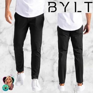 BYLT Everyday Pant 2.0 Mens Medium Black Straight Slim Fit Stretch Chino 30x28